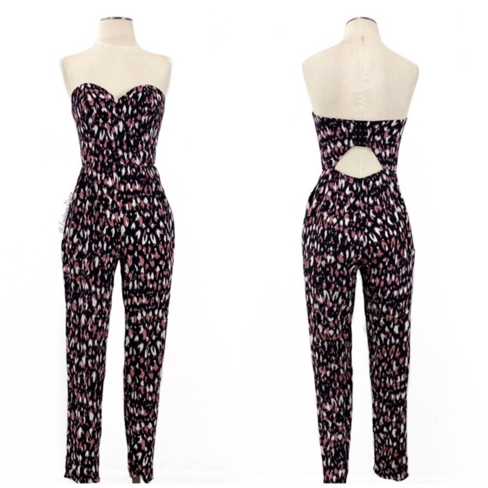 Lovers + Friends- Dakota Animal Strapless Jumpsuit
